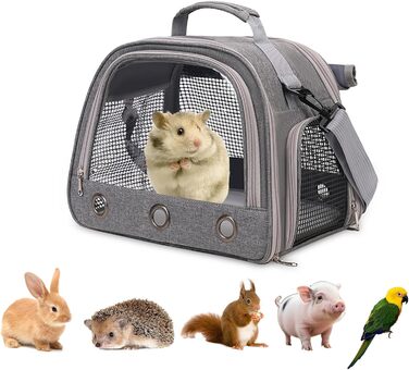 Транспортна переноска для дрібних тварин APKOL - переноска для морських свинок, кроликів, хом'яків, їжаків, сірого кольору