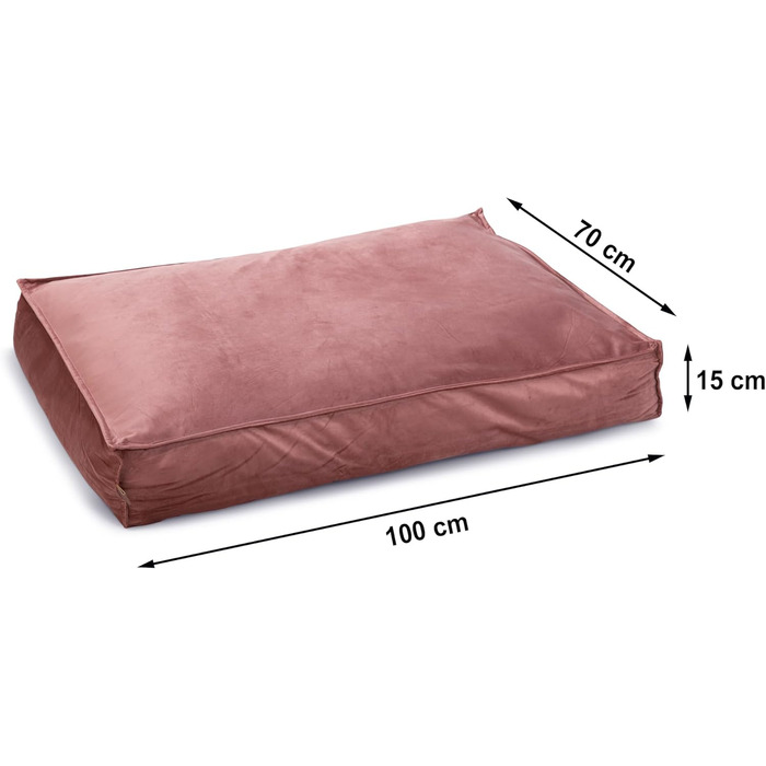 Подушка для собак Lotte Nalino, велюр, сіра (рожева), 100x70x15 см