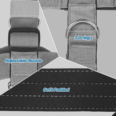 Шлейка для собак FeimaX великих порід, тактична, не тягне, дихаюча, комфортна (XL, сіра)