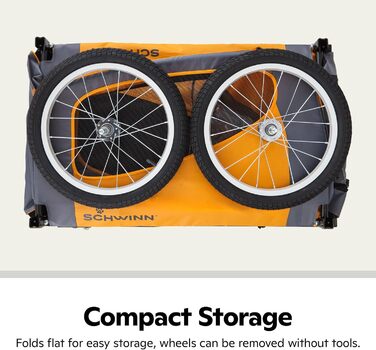 Причіп для собак Schwinn Rascal до велосипеда, складаний, для малих і великих собак, з універсальним з'єднувачем, знімними колесами та регулюванням