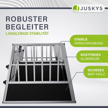 Транспортна переноска для собак Juskys Alu L (91x66x70 см) - алюмінієва, міцна, з замком