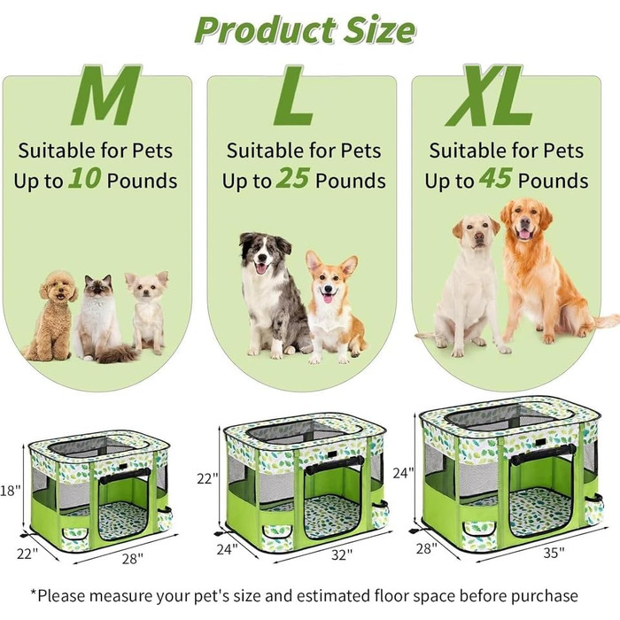 Зручний портативний будиночок для собак та котів 90x70x60 см. Розкладний вольєр для тварин, переносна клітка, будиночок для цуценят та кошенят, зелений