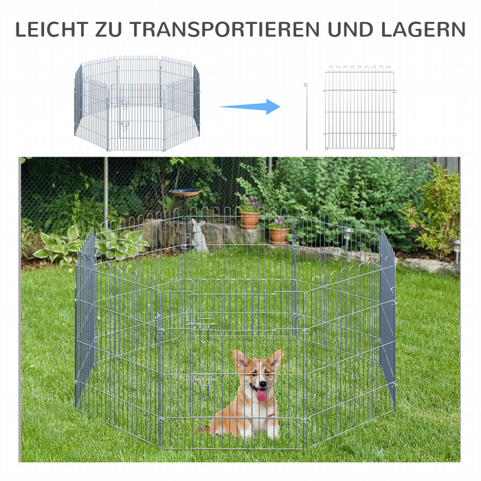 PawHut Відкритий вольєр для цуценят з 8 частин Puppy Run & Playpen, 63x76 см, безпечний і стайня | Аосом