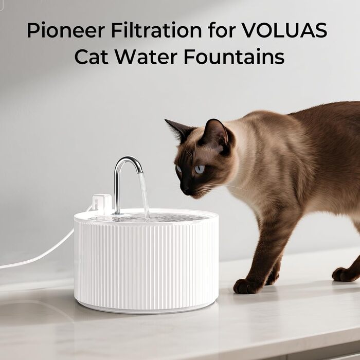 Керамічний фонтанчик для котів 2.2л з автоматичною подачею води, тихий насос та 6 фільтрів