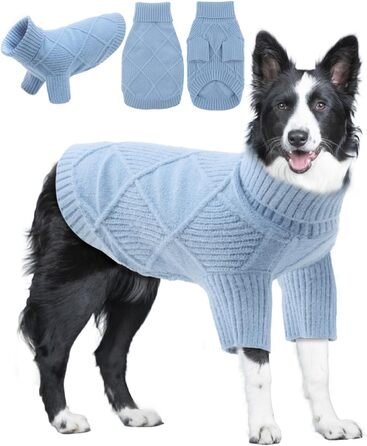 Пуловер для собак великих порід EMUST, еластичний, з рукавами, теплий, для осені та зими, зелений/синій (XXXX-Large)