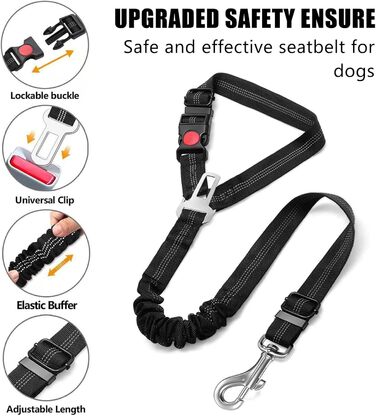Автомобільний ремінь безпеки для собак DKDDSSS (2 шт.), кріплення для собак, захисний пасок для собак, автогурт для собак