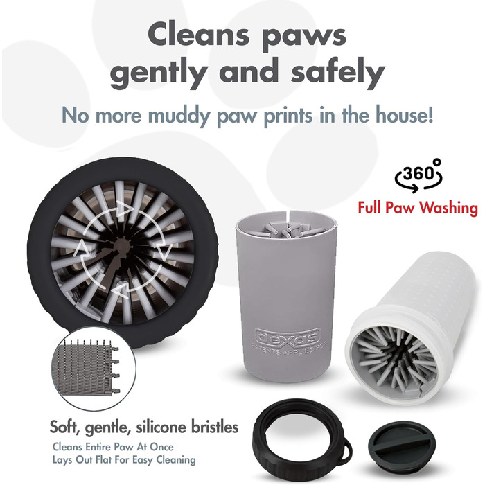 Dexas MudBuster: портативний очищувач лап для собак, розмір M, сірий, з кришкою