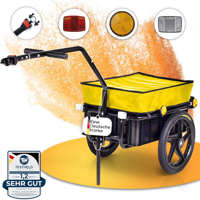 Причіп для велосипеда SAMAX 90 літрів, 80 кг, з комплектом - причіп для перевезення вантажів, чорний, для гірського велосипеда