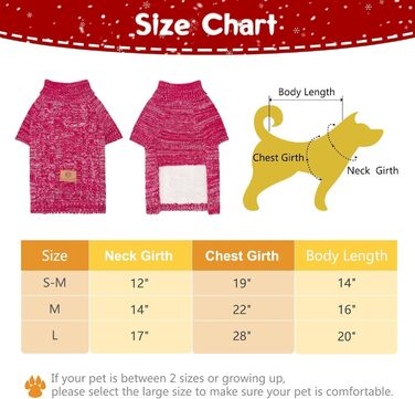 KOOLTAIL Пуловер з коміром-стійкою для собак, теплий зимовий одяг, червоний, розмір S/M