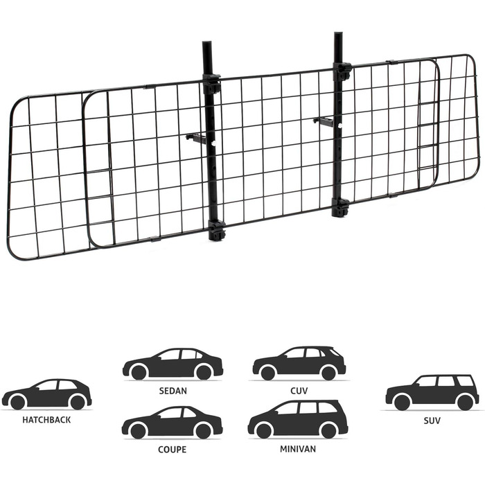 Сітка для собак у багажник авто Wiltec, регульована, 72-136 см висота, 118-128,5 см ширина