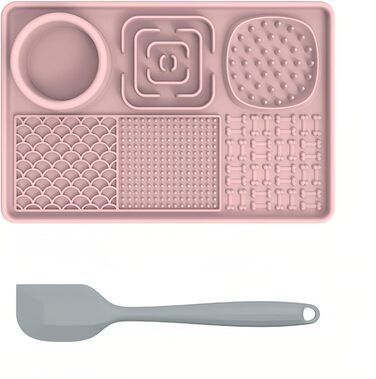 Преміум килимок для собак 3 в 1: повільний годівник, килимок для миття, тренувальний. Силікон, для собак та котів. (Світло-блакитний, Рожевий)