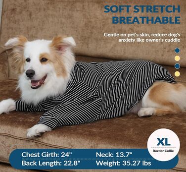 Пуловер для собак середнього та великого розміру Rozkitch, смугастий світшот для домашніх тварин, осінь, зима, весна, Американський стаффордширський терьєр, Сибірський хаскі, Візла, Коргі, чорно-білий L (Обхват грудей: 61-66 см, Довжина спини: 51-53 см)
