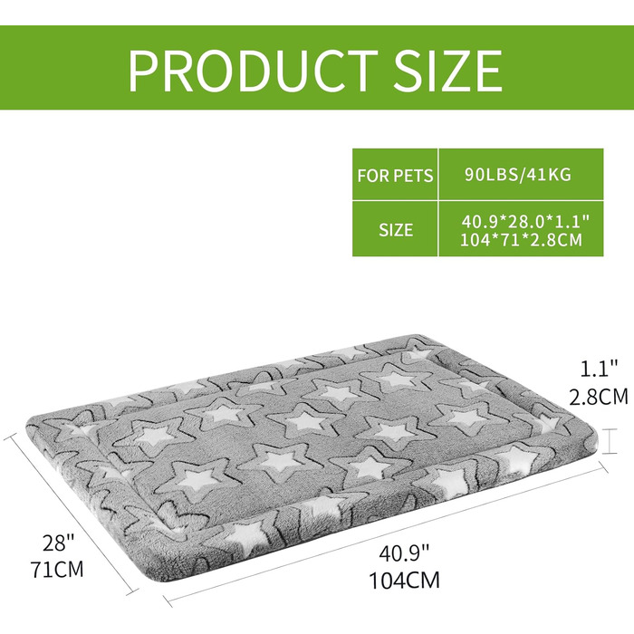 Крісло-ліжко для собак великих порід EMPSIGN, сіре, 107x71x2.8 см. Легко миється, з високощільним пінополіуретаном, для клітки, XL
