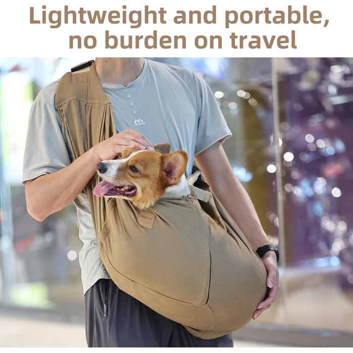 Сумка-переноска для собак середнього розміру ETIAL, сірого кольору, з металевим поводком, регульованим плечовим ременем, для собак вагою 11,3–18,1 кг