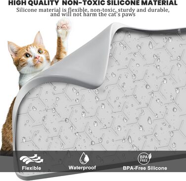 Килимок для котячого туалету Silikon Katzenklo Matte XXL 88x56 см сірий - водовідштовхувальний, антиковзкий, легко чиститься, для багатоквартирних будинків