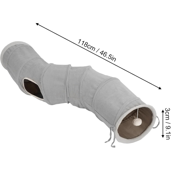 Туннель для котів Nimomo, складаний, S-подібний з іграшкою-м'ячиком, інтелектуальна іграшка для кошенят, кроликів та маленьких тварин