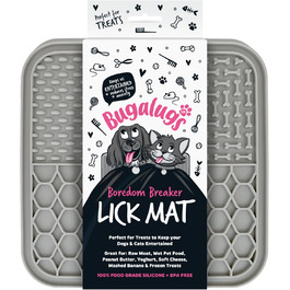 Килимок для лизання для собак та котів Bugalugs, 20 см, сірий, харчовий BPA-free