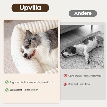 Ортопедичний лежак для собак великих порід, лежанка для собак XL, з м'якою подушкою для шиї, знімний та пральний килимок, з ручками (Бежевий, 109 * 76 * 20 см)