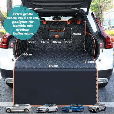 Захисна підстилка для багажника автомобіля KYG для собак, стежка захисна підстилка та ковдра для собак з захистом бокових панелей та краю завантаження – Водонепроникна, стійка до подряпин, для автомобіля та універсалу, Extra Long, 110x215 см