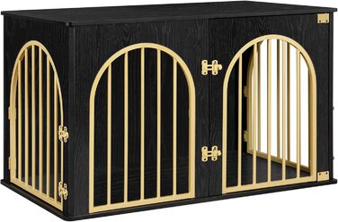 Клітка для собак Hzuaneri, 100 см, 3 двері, сучасний дизайн, чорне золото DFC84104A