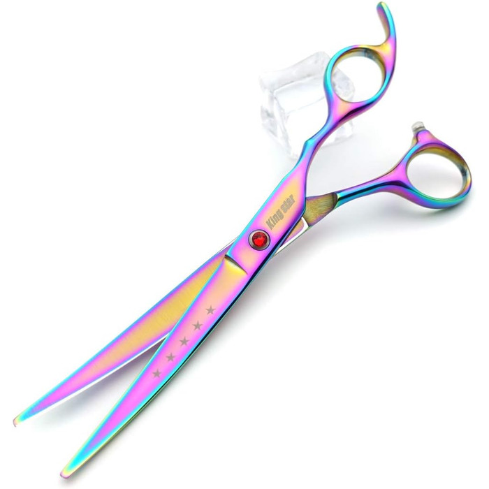 Професійний набір для стрижки тварин, 17.8 см, титан, різнокольоровий (радужний), прямий, поступово тоншаючий, вигнутий, 4-частинний набір для догляду за собаками (радужний)