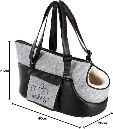 Переносна сумка для тварин Kerbl Chiara, чорно-сіра, 46x23x25 см, поліестер, для собак та котів