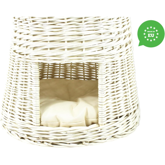 Кігтеточка-будиночок для котів, 50 см, з подушкою, з плетеної лози, двоярусна, для дому