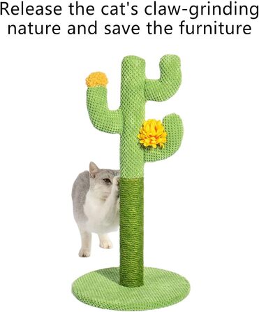 Дерево-кігтеточка для котів у вигляді кактуса, велике, зелене, інтерактивне | Дерево для котів, кігтеточка для кошенят