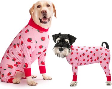 Комбінезон для собак Yeapeeto XL, полуниця: для відпочинку, захист від лизання, альтернатива конусу