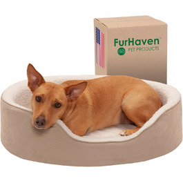 Ортопедичне овальне ліжко для собак і котів Furhaven з хвилястою поверхнею