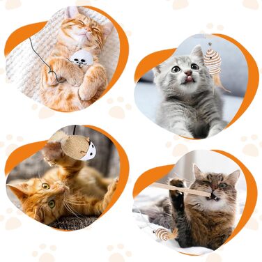 Кігтеточка-гойдалка для котів з платформою, сизаль, зручне ліжко з штучного хутра, іграшки для котів (2 м'яти, 4 дерев'яні, 1 інтерактивна джура), 5 шт.