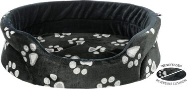 Ліжко для собак TRIXIE Jimmy, 75x65 см, чорне - зручне місце для сну з милим дизайном лапок - кошик для собак середніх порід, неслизьке, 36634