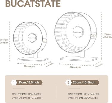 Колесо для хом'яка BUCATSTATE 26 см, прозоре, безшумне, з антиковзким покриттям для гризунів