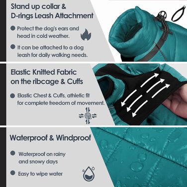 Водонепроникний зимовий одяг для собак AOFITEE - теплий костюм з флісу, середній розмір, блакитний, з відбиваючими смугами