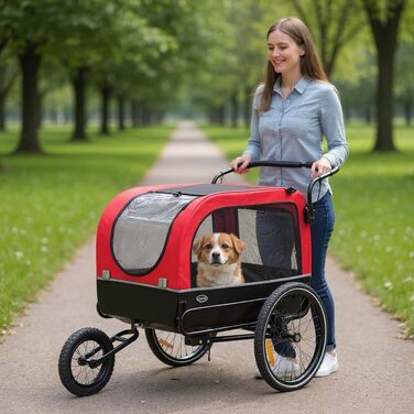 Велосипедний причіп для собак CXWXC 2 в 1: причіп та візок-перевертач, амортизація, вантажопідйомність 40 кг, червоний