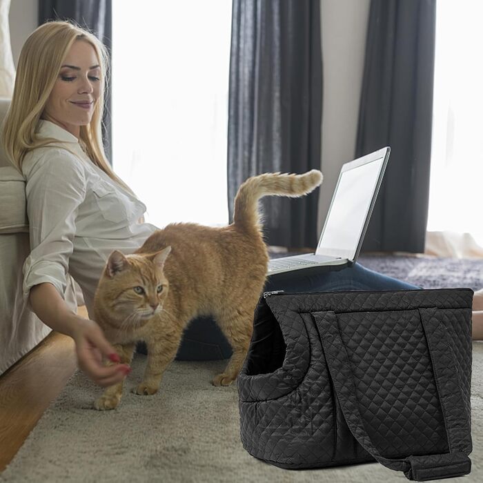 Сумка-переноска для собак | Галманець з бавовни для маленьких собак – зимові переноски для собак, портативні та легкі для кошенят, цуценят та котів (Чорний)