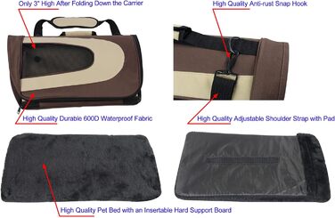 EliteField Deluxe Transportbox для тварин: м'яка переноска, гарантія 3 роки, сертифікована для авіаперевезень, різні розміри, 50.8 x 27.9 x 27.9 см, Колір: Коричневий+Бежевий