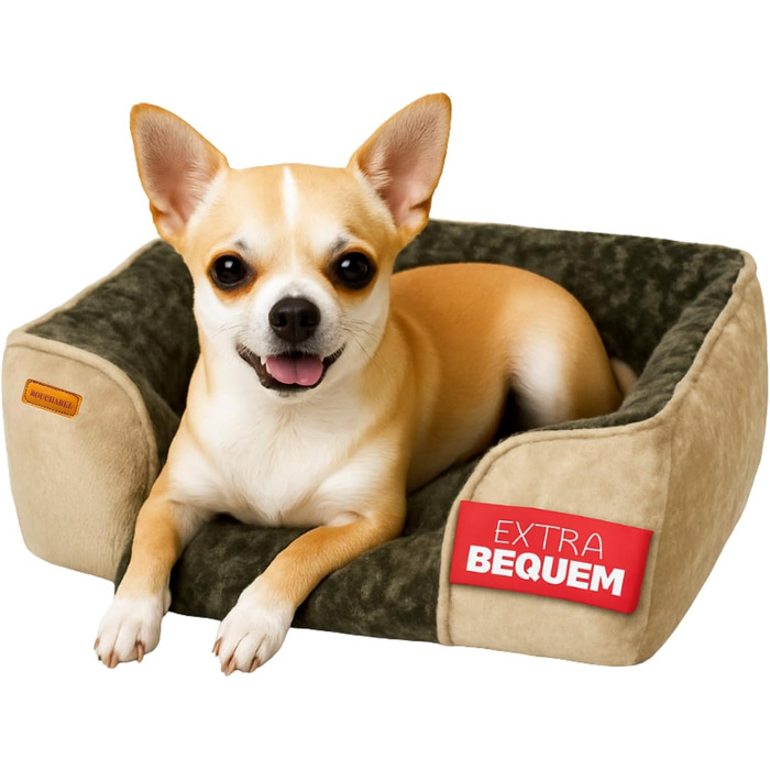 М'яке ліжко для собак - подушка, корзина, ліжко для маленьких собак, диван, миється, не слизьке, наповнювач PP-бавовна та подрібнений пінопласт, коричневий S