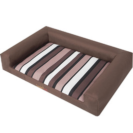 Лежак для собак HOBBYGARDEN XXL 118x78 см, світло-коричневий із смужками, м'яке ліжко-матрац для домашніх тварин