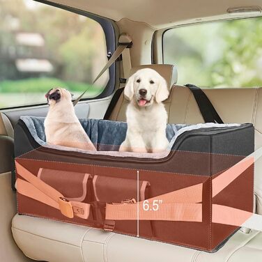 Babenest Автокрісло для собак XL, міцне, з ременем безпеки, складаний і праний кошик для авто для середніх собак, підвищене, для подорожей, велика місткість, на заднє сидіння