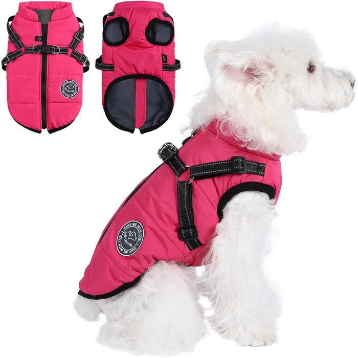 Зимова куртка для собак з наповнювачем та поясом - (XS, Кораловий)