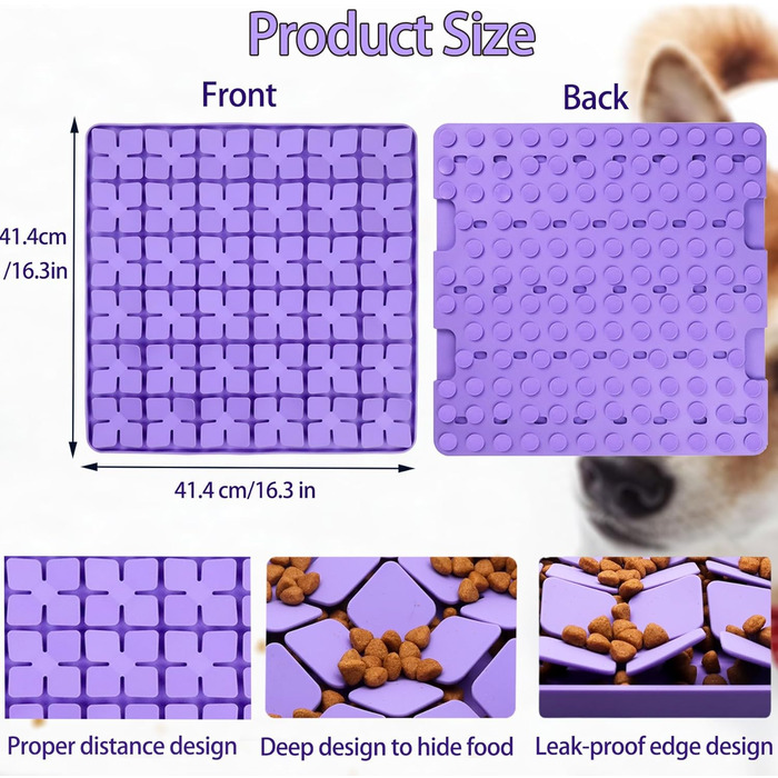 Килимок для повільного годування собак Femont Leckmatte, 30 см, з 165 присосками, для арахісової пасти, без BPA, для зменшення тривоги, нудьги, грумінгу, навчання (Зелений)
