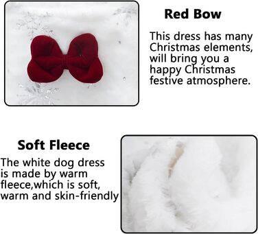 Біле собаче плаття FLAdorepet для великих собак, дівчаток, святкове (Великдень, Новий рік), теплий зимовий костюм, 7XL (Обхват грудей 90 см, Вага 29-36 кг)