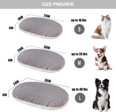 Ортопедичне ліжко для собак середнього розміру Patas Lague, сіре, з ефектом пам'яті, для глибокого сну, знімний чохол, для котів та собак, 30x20x4 см