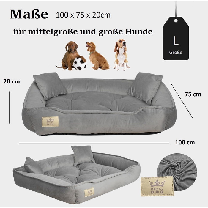 Крісло-ліжко для собак великих порід: ортопедичне, зелене, з велюру, 100x75 см, легко миється