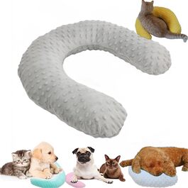 Подушка U-подібної форми для котів та собак, анатомічна подушка для підтримки шиї, м'яка та комфортна, сіра