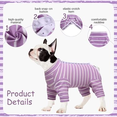 Піжама для собак після операції Kuoser, одяг для собак після кастрації, комбінезон для собак після операції, одяг для собак після операції, піжама для собак, котів, маленьких та середніх собак, фіолетовий, XS