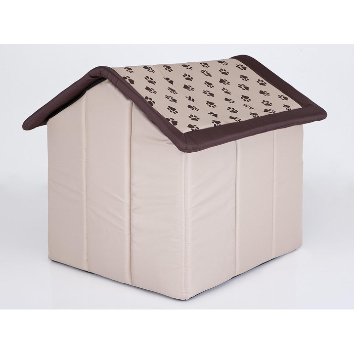 Будиночок для собак і котів HobbyDog, середній, знімний дах, 52x46x53 см, бежевий з лапками, для дому