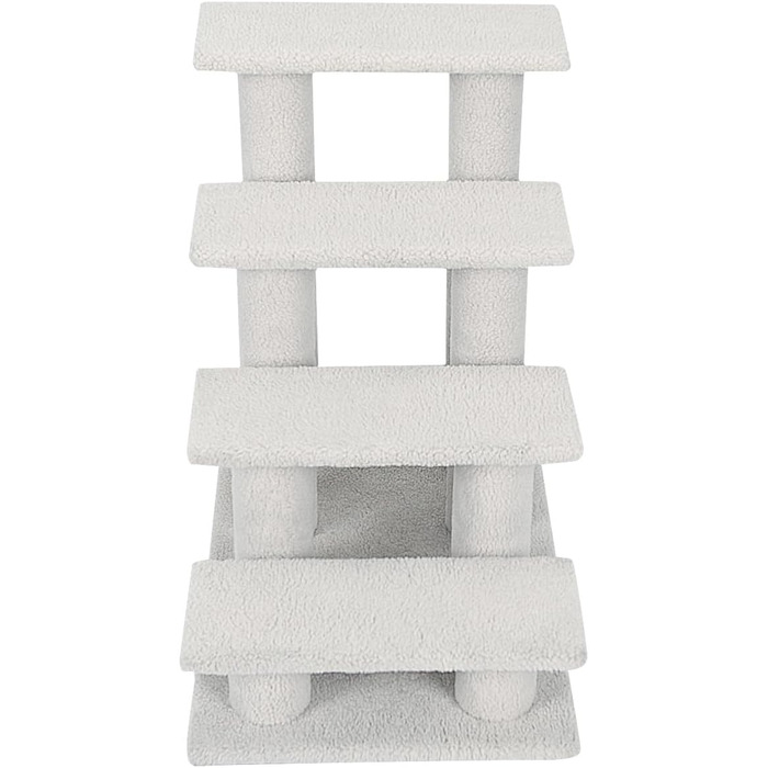 Котяча та собача драбинка COSTWAY, 4 сходинки, до 25 кг, 61x41x60 см, з ДСП і штучного флісу, бежевого кольору – сходи для тварин, ігровий комплекс
