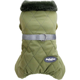 Зимовий теплий верхній одяг для собак Izefia: куртка-комбінезон для собак з бавовни, захист від снігу, для маленьких та середніх собак, XXL (довжина спини: 37 см), зелений